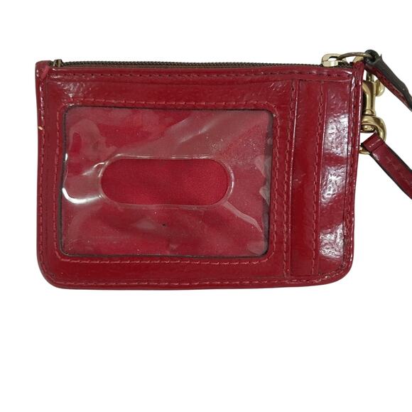 COACH! ADORABLE TAN MONOGRAM W/GOLD DOTS & HEART, RED LEATHER WRISTLET, WALLET! - Picture 6 of 11